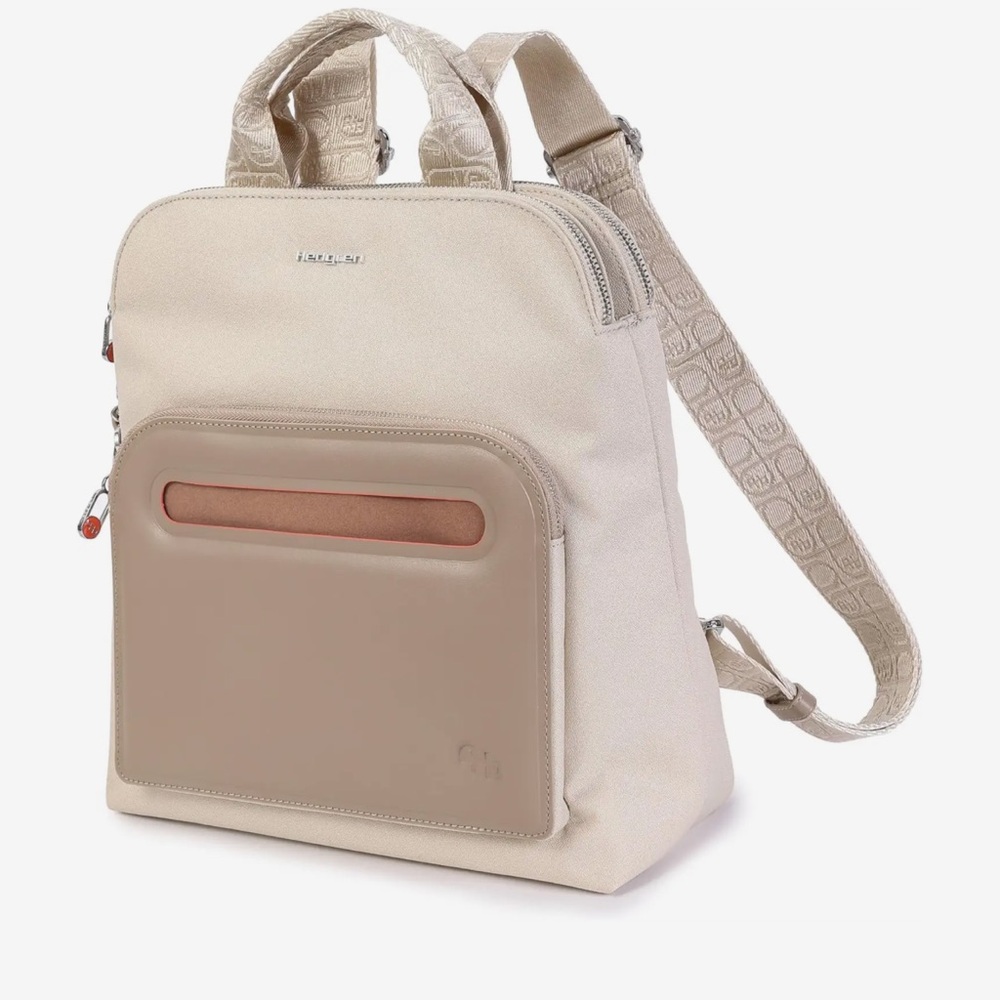 Hedgren Silver and Tan Women's Backpack.  Very good condition